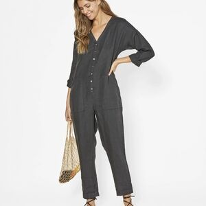 Outerknown Retrograde Linen Jumpsuit Washed Black Size Small